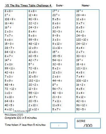 Times Tables – KS2 Gems